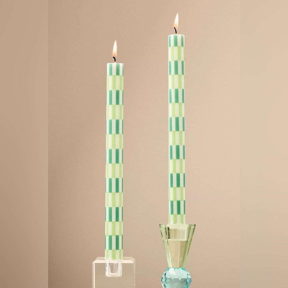 Anthropologie Geo Block Print Taper Candles, Set of 2 - NWT NIB